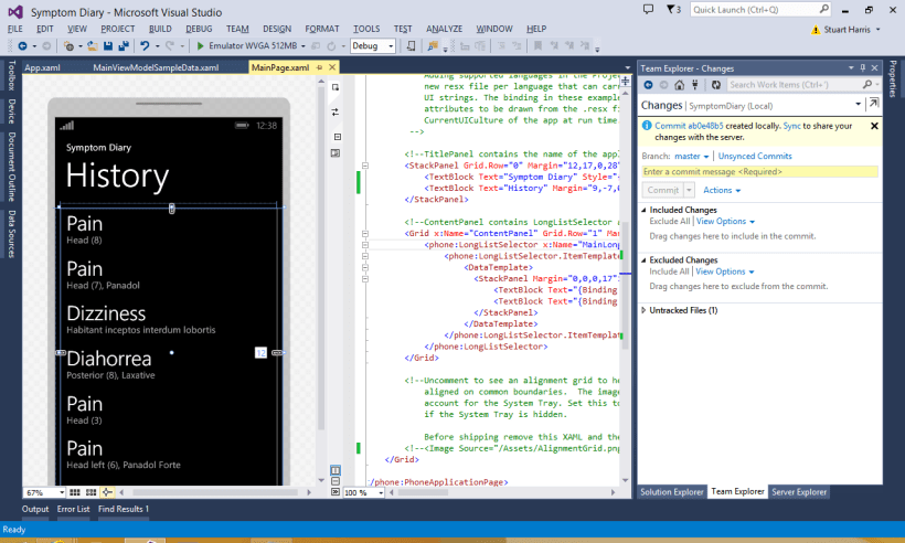 Commit changes locally