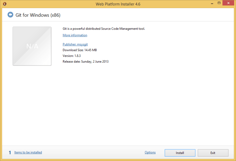 Git for windows via Web Platform Installer